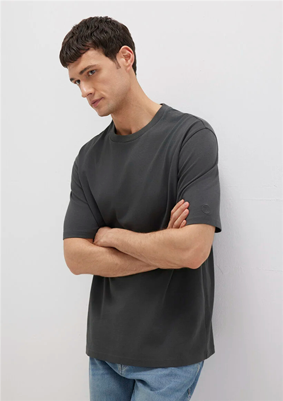 Mavı M0611924-70092 Pırate Black Erkek Loose Basıc Bısıklet Yaka T-Shırt