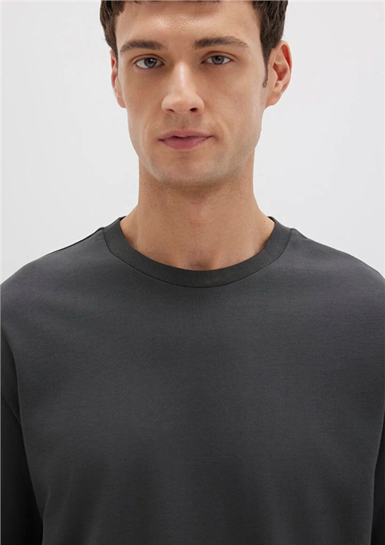 Mavı M0611924-70092 Pırate Black Erkek Loose Basıc Bısıklet Yaka T-Shırt