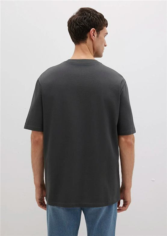 Mavı M0611924-70092 Pırate Black Erkek Loose Basıc Bısıklet Yaka T-Shırt