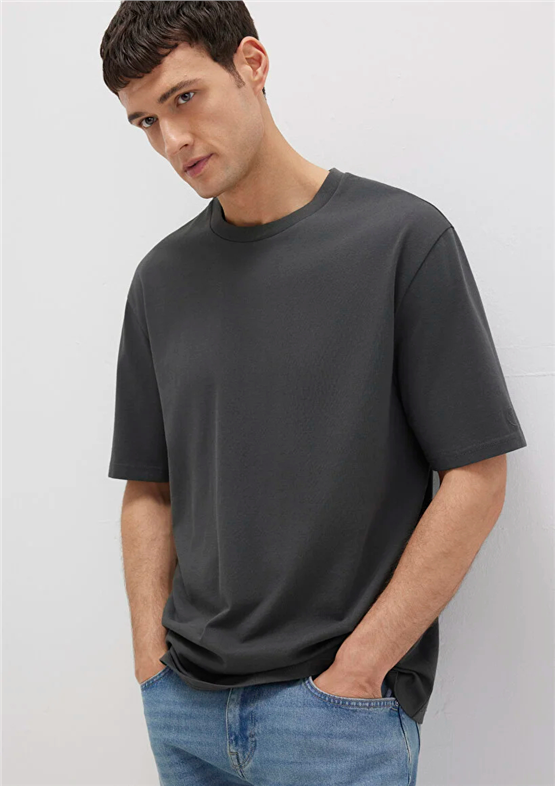 Mavı M0611924-70092 Pırate Black Erkek Loose Basıc Bısıklet Yaka T-Shırt