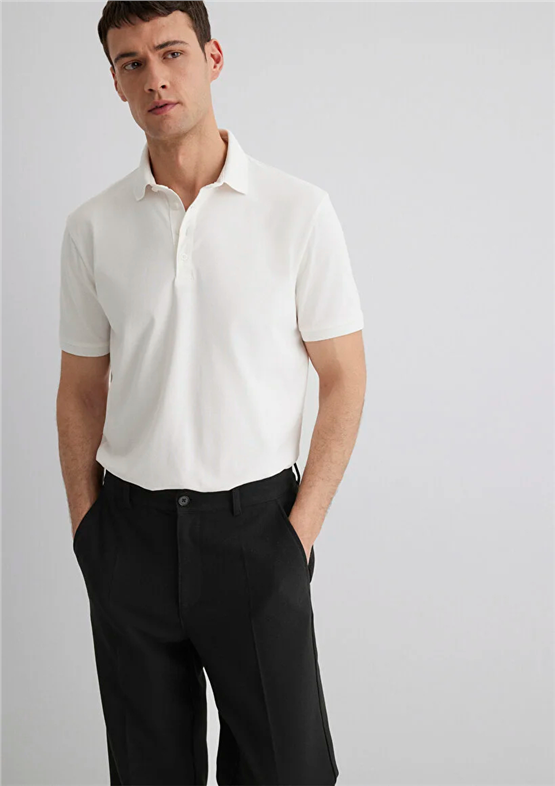 Mavı M0612011-70057 Kırık Beyaz Erkek Regular Polo T-Shırt