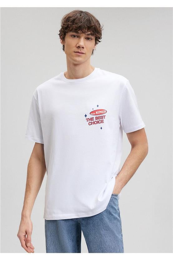 Mavi M0612073-620 Beyaz Erkek Loose The Beşt Choıce T-Shirt