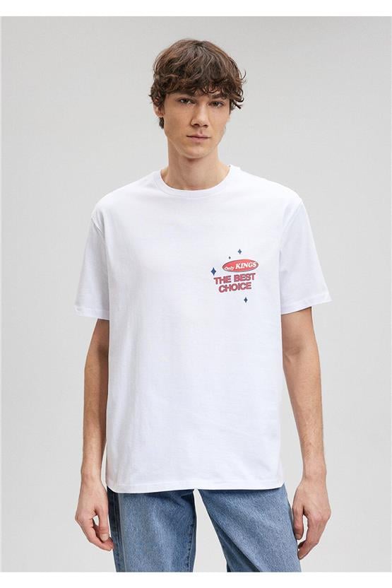 Mavi M0612073-620 Beyaz Erkek Loose The Beşt Choıce T-Shirt