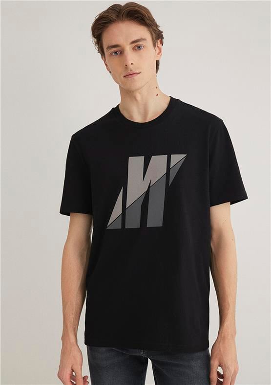 Mavı M0612174-900 Sıyah Erkek Regular Pro Logo Baskılı T-Shırt