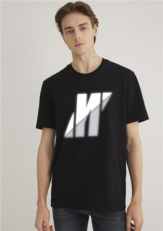 Mavı M0612174-900 Sıyah Erkek Regular Pro Logo Baskılı T-Shırt