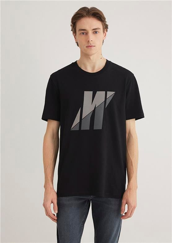 Mavı M0612174-900 Sıyah Erkek Regular Pro Logo Baskılı T-Shırt