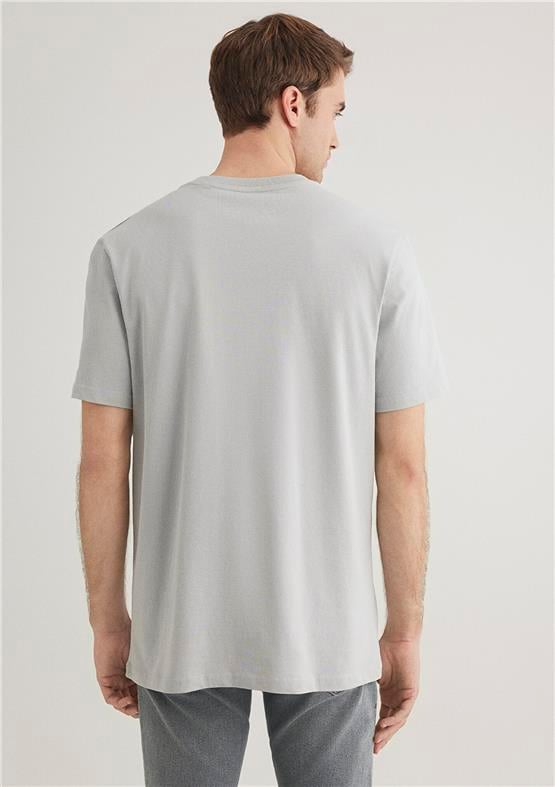 Mavı M0612274-70075 Acık Grı Erkek Regular Mavı Istanbul Baskılı T-Shırt