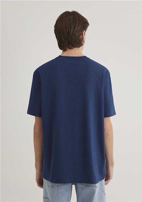 Mavı M0612484-89353 Pageant Blue Erkek Loose Baskılı T-Shırt