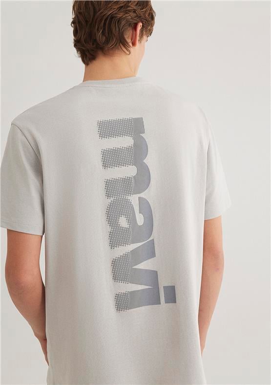 Mavı M0612522-70074 Acık Grı Erkek Loose Mavı Baskılı T-Shırt