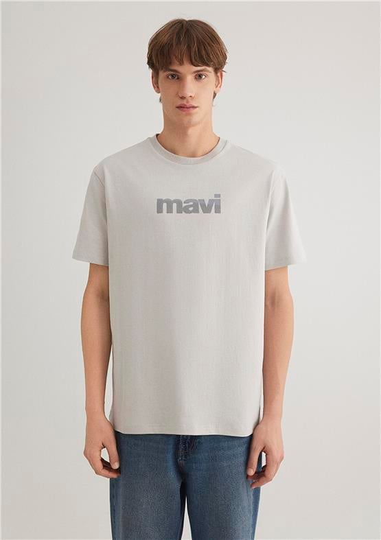 Mavı M0612522-70074 Acık Grı Erkek Loose Mavı Baskılı T-Shırt