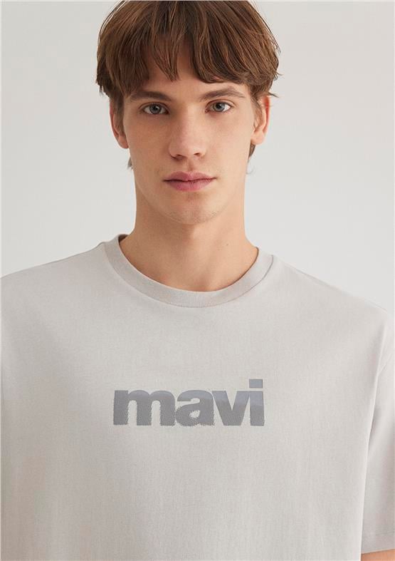 Mavı M0612522-70074 Acık Grı Erkek Loose Mavı Baskılı T-Shırt
