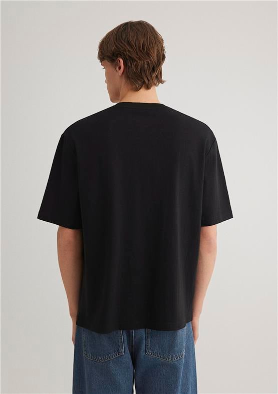 Mavı M0612524-900 Sıyah Erkek Loose Mavı Baskılı T-Shırt