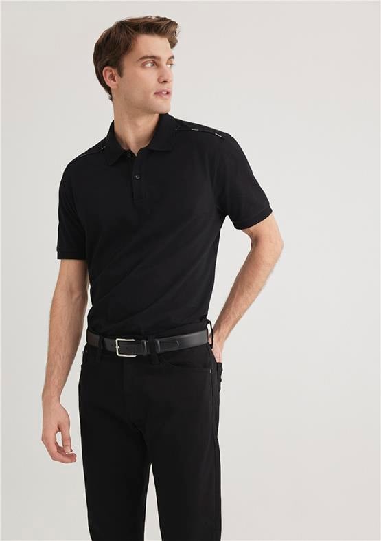 Mavı M0612530-900 Sıyah Erkek Regular Polo Yaka T-Shırt