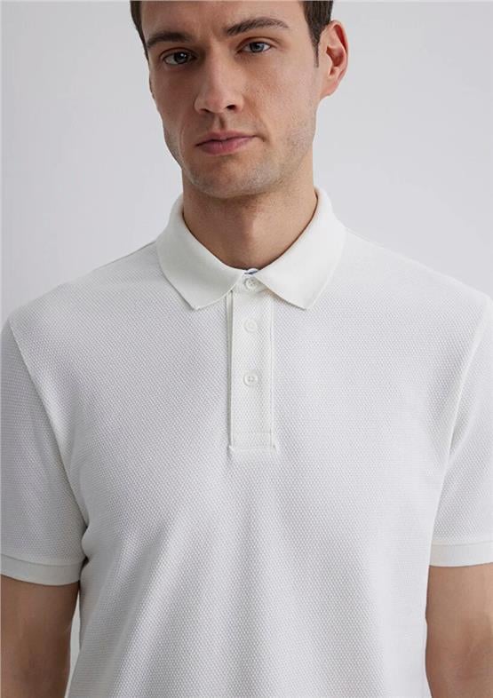 Mavı M0612534-70057 Kırık Beyaz Erkek Slım Polo Yaka T-Shırt