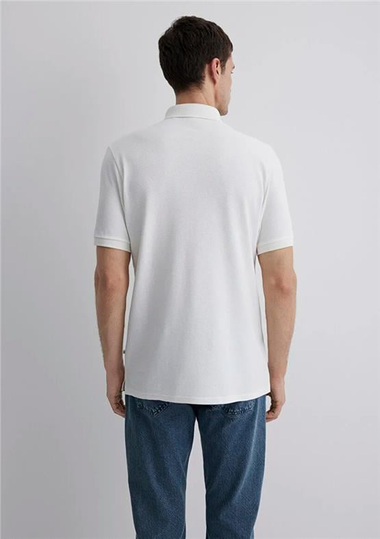 Mavı M0612534-70057 Kırık Beyaz Erkek Slım Polo Yaka T-Shırt