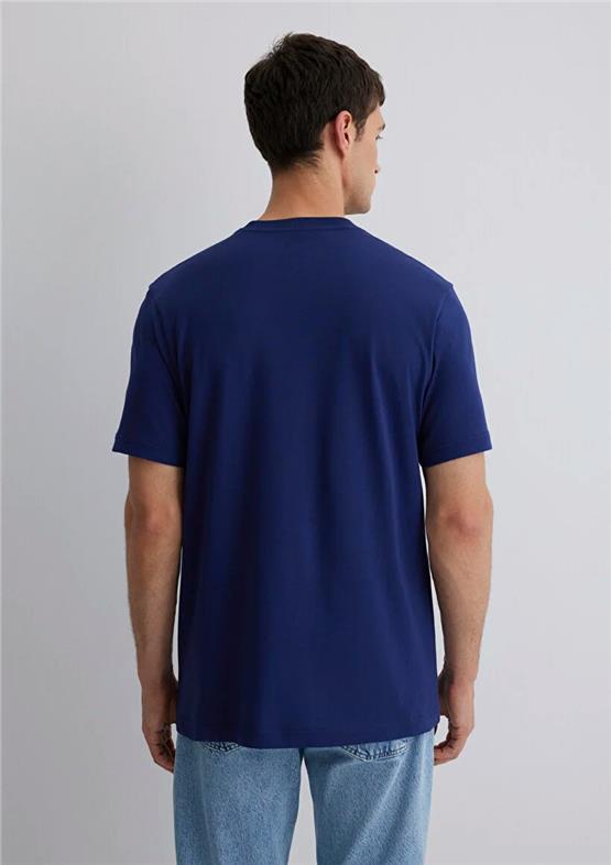 Mavı M0612587-70496 Koyu Derın Lacıvert Erkek Regular Mavı Logo Baskılı T-Shırt