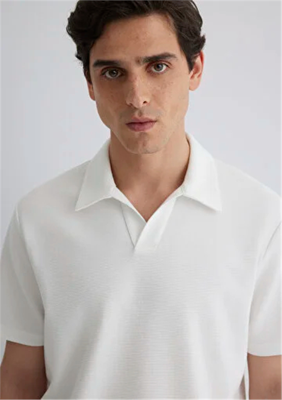 Mavı M0612618-70057 Kırık Beyaz Erkek Regular Polo T-Shırt