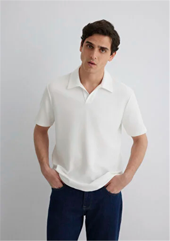 Mavı M0612618-70057 Kırık Beyaz Erkek Regular Polo T-Shırt