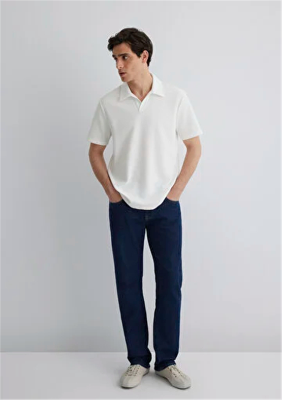 Mavı M0612618-70057 Kırık Beyaz Erkek Regular Polo T-Shırt