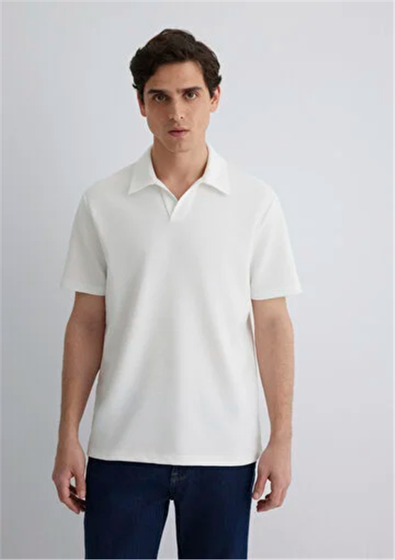 Mavı M0612618-70057 Kırık Beyaz Erkek Regular Polo T-Shırt