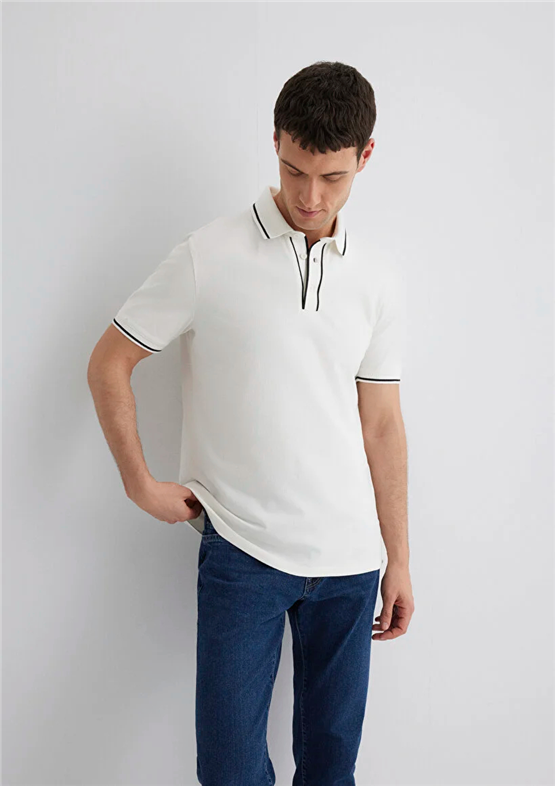 Mavı M0612648-70057 Kırık Beyaz Erkek Regular Polo T-Shırt