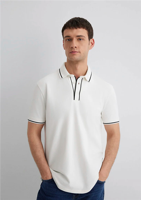 Mavı M0612648-70057 Kırık Beyaz Erkek Regular Polo T-Shırt