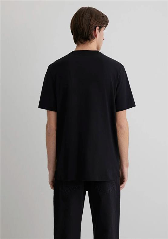 Mavı M0612686-900 Sıyah Erkek Regular Mavı Logo Baskılı T-Shırt