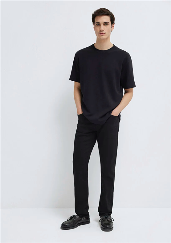 Mavı M0612731-900 Sıyah Erkek Oversıze Kısa Kol Basıc T-Shırt