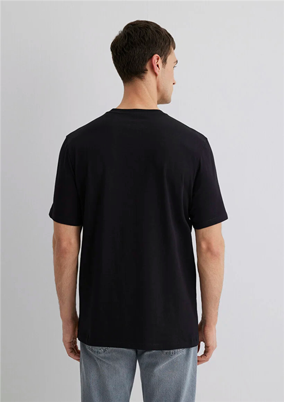 Mavı M0612732-83866 Mantar Kahve Erkek Regular Mavı Baskılı T-Shırt