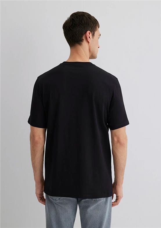 Mavı M0612732-900 Sıyah Erkek Regular Mavı Logo Baskılı T-Shırt