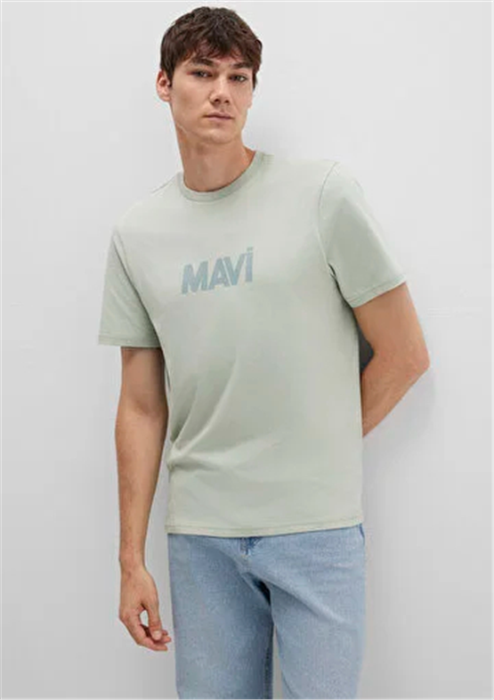 Mavı M0612896-83995 Aqua Grısı Erkek Regular Logo Baskılı T-Shırt