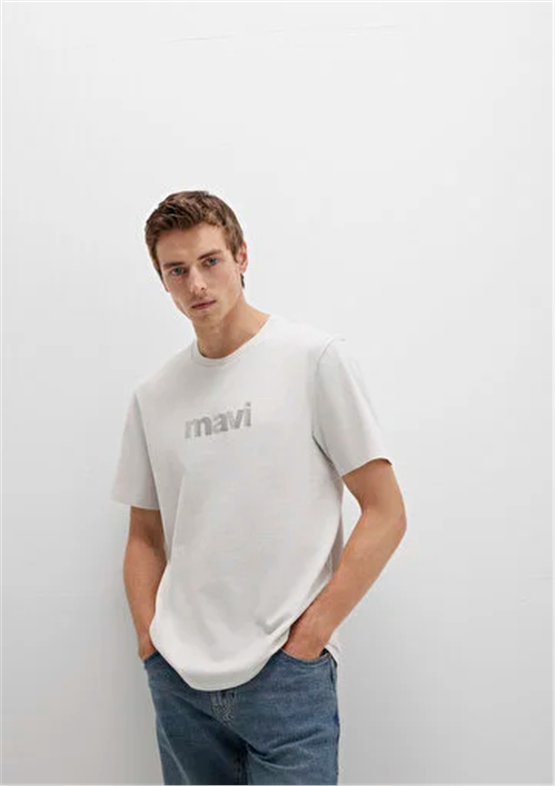 Mavı M0612936-80192 Antartıka Mavısı Erkek Regular Mavı Baskılı T-Shırt
