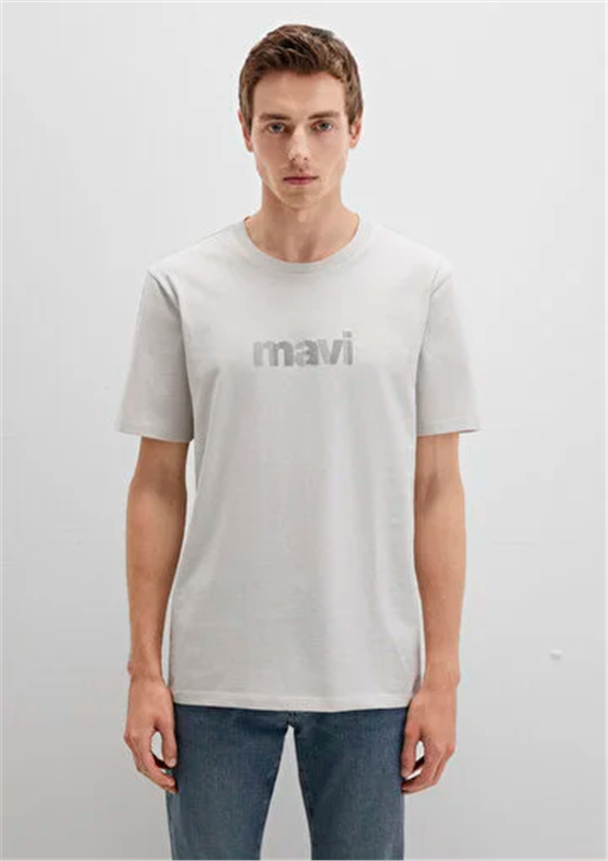 Mavı M0612936-80192 Antartıka Mavısı Erkek Regular Mavı Baskılı T-Shırt