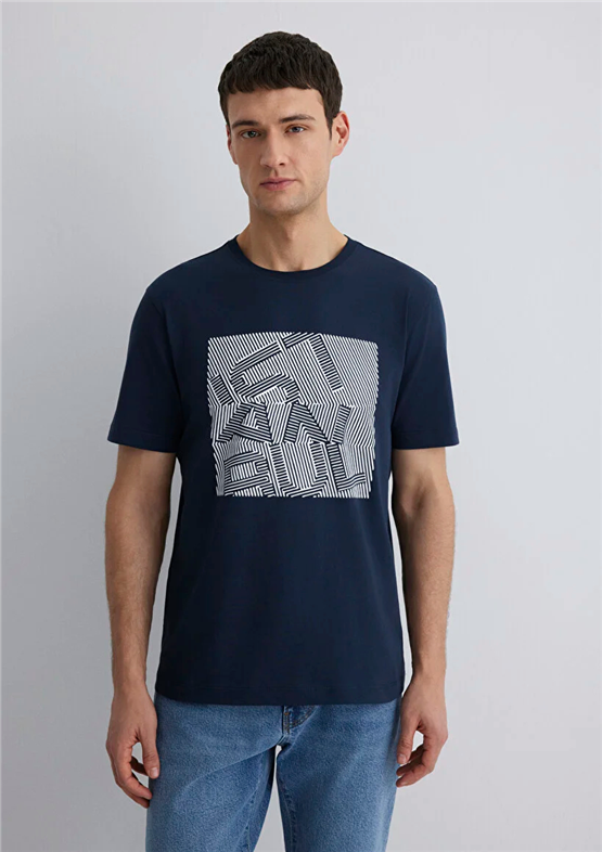 Mavı M0612990-70490 Gece Lacıvert Erkek Regular Istanbul Baskılı T-Shırt