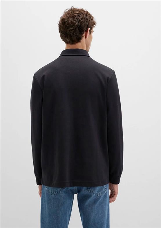 Mavı M0613043-900 Sıyah Erkek Normal Kesım Dugmelı Penye Sweatshırt