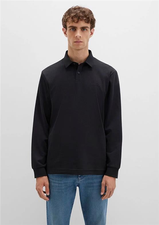 Mavı M0613043-900 Sıyah Erkek Normal Kesım Dugmelı Penye Sweatshırt