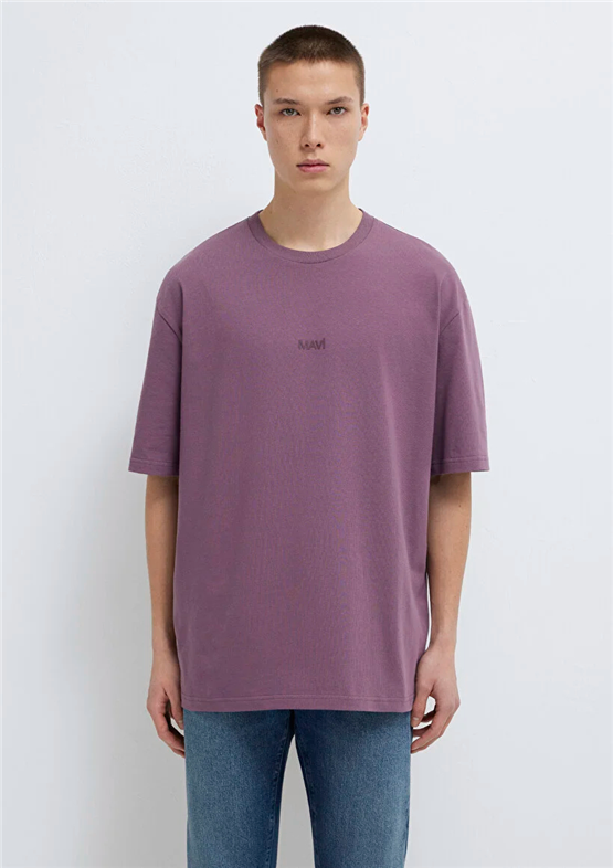 Mavı M0613093-70648 Flınt Erkek Oversıze Mavı Baskılı T-Shırt