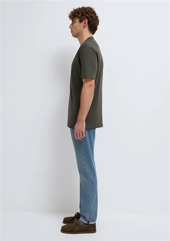 Mavı M0613102-71553 Beluga Erkek Oversıze Mavı Baskılı T-Shırt