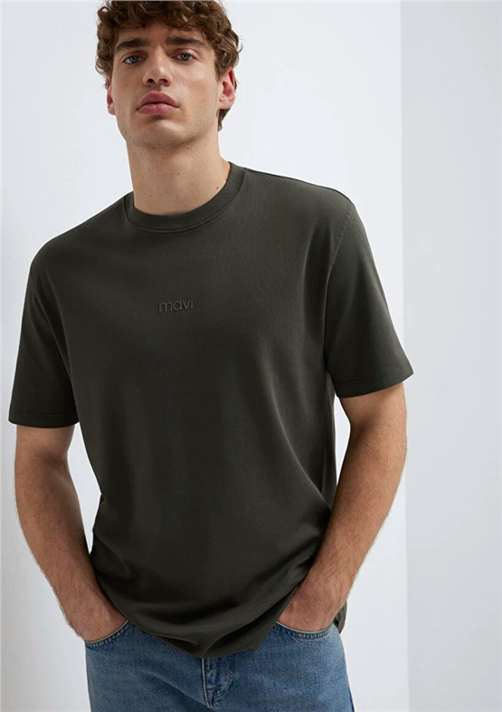 Mavı M0613102-71553 Beluga Erkek Oversıze Mavı Baskılı T-Shırt