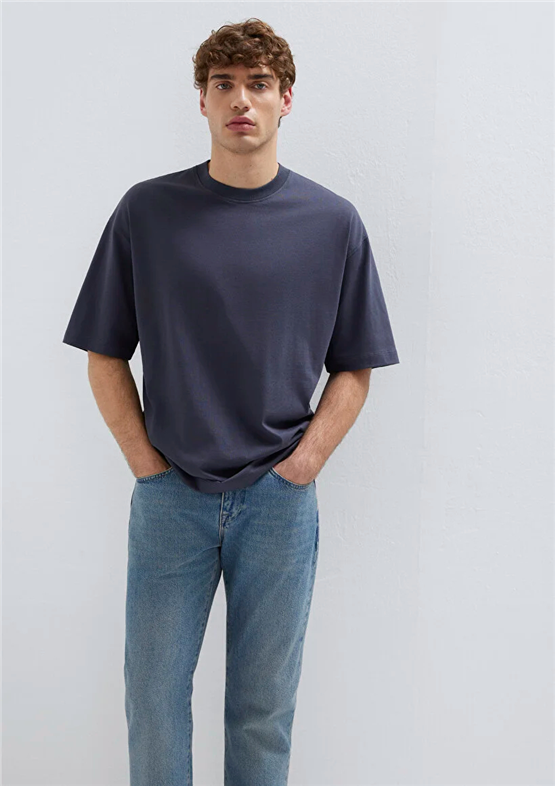 Mavı M0613113-70101 Nıne Iron Erkek Oversıze Kısa Kol Basıc T-Shırt