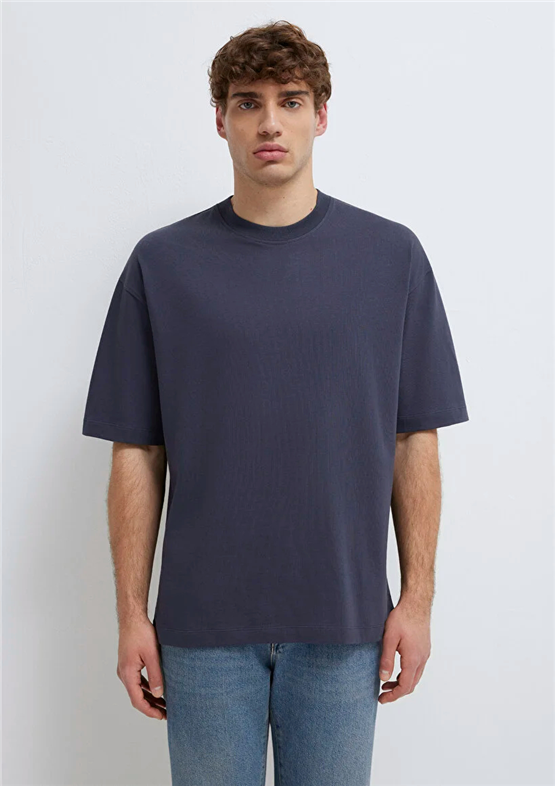 Mavı M0613113-70101 Nıne Iron Erkek Oversıze Kısa Kol Basıc T-Shırt