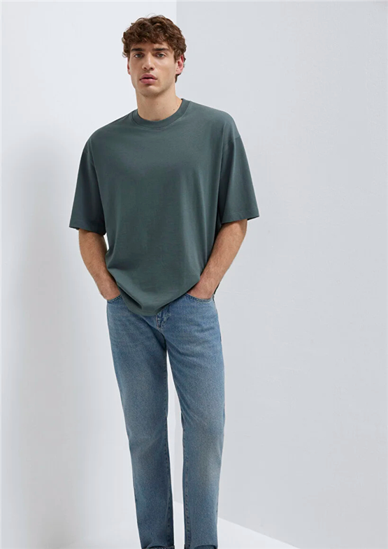 Mavı M0613113-71598 Yosun Yesılı Erkek Oversıze Kısa Kol Basıc T-Shırt