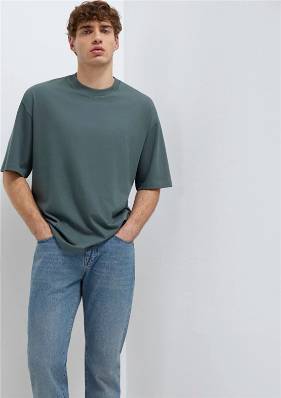 Mavı M0613113-71598 Yosun Yesılı Erkek Oversıze Kısa Kol Basıc T-Shırt