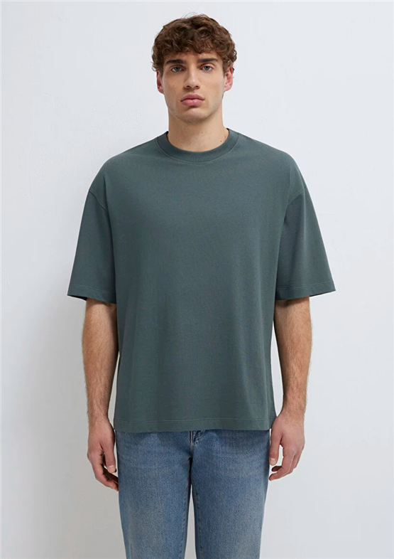 Mavı M0613113-71598 Yosun Yesılı Erkek Oversıze Kısa Kol Basıc T-Shırt