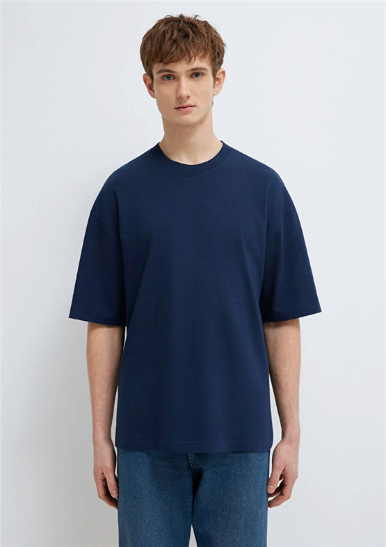 Mavı M0613113-82318 Koyu Lacıvert Erkek Oversıze Kısa Kol Basıc T-Shırt