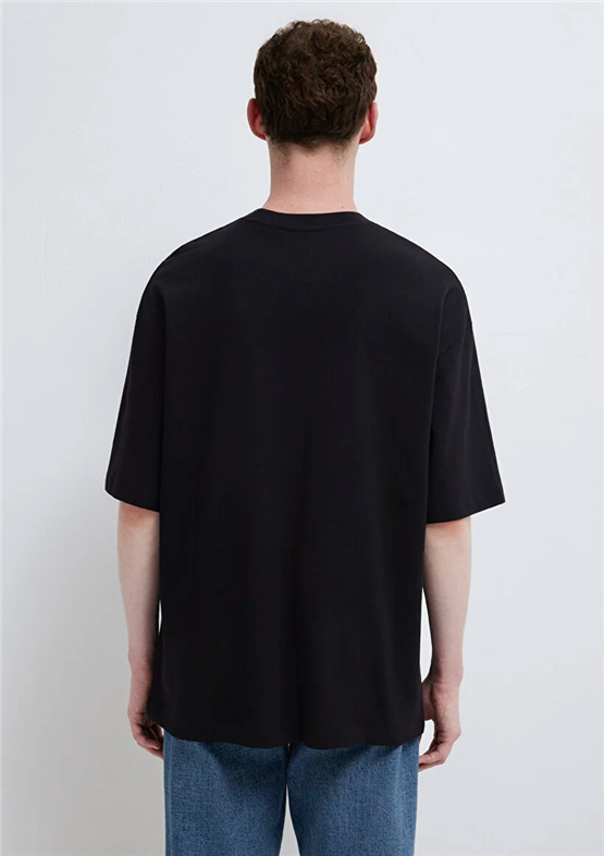 Mavı M0613113-900 Sıyah Erkek Oversıze Kısa Kol Basıc T-Shırt