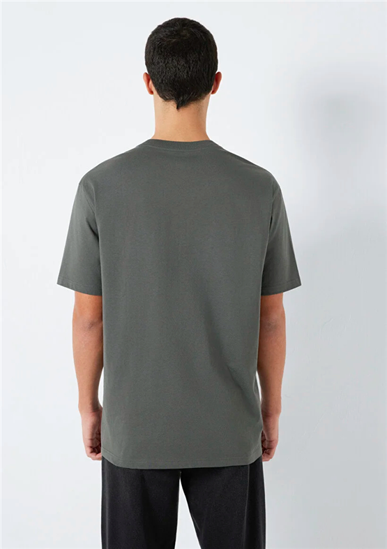 Mavı M0613128-70088 Koyu Golge Grı Erkek Oversıze Mavı Baskılı T-Shırt