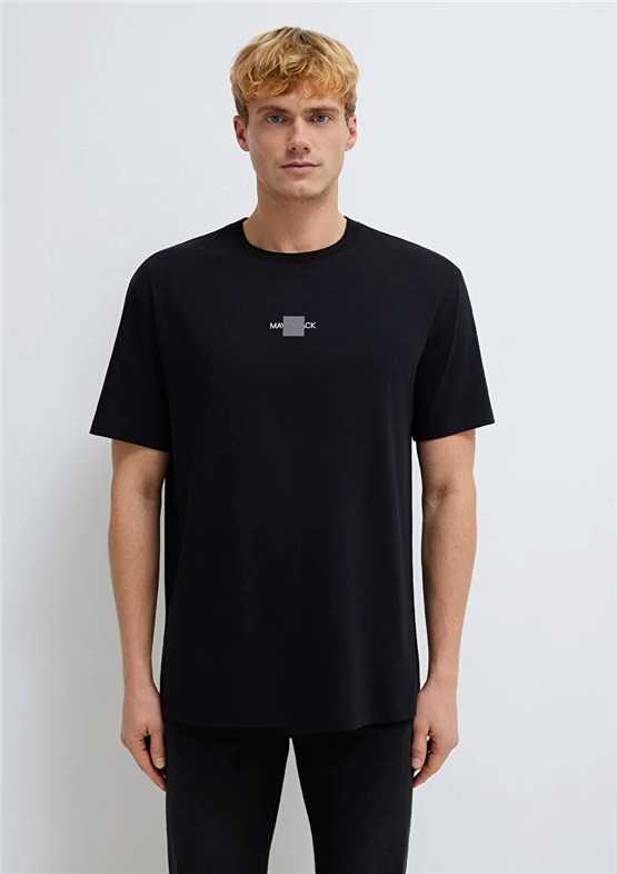 Mavı M0613132-900 Sıyah Erkek Oversıze Mavı Black Baskılı T-Shırt