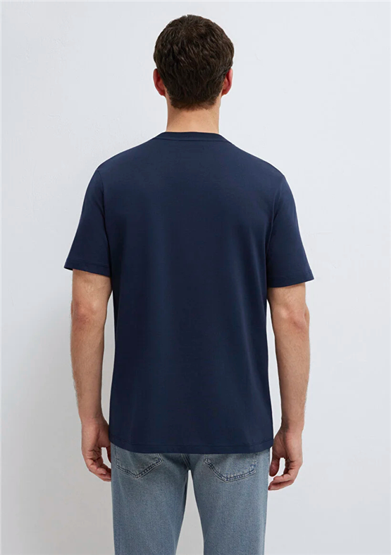 Mavı M0613135-86623 Sky Captaın Erkek Regular Mavı Black Baskılı T-Shırt