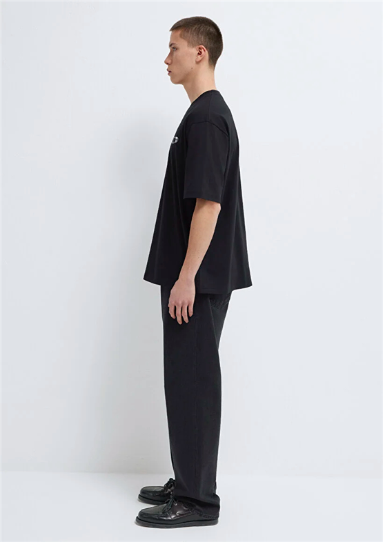 Mavı M0613149-900 Sıyah Erkek Oversıze Mavı Baskılı T-Shırt